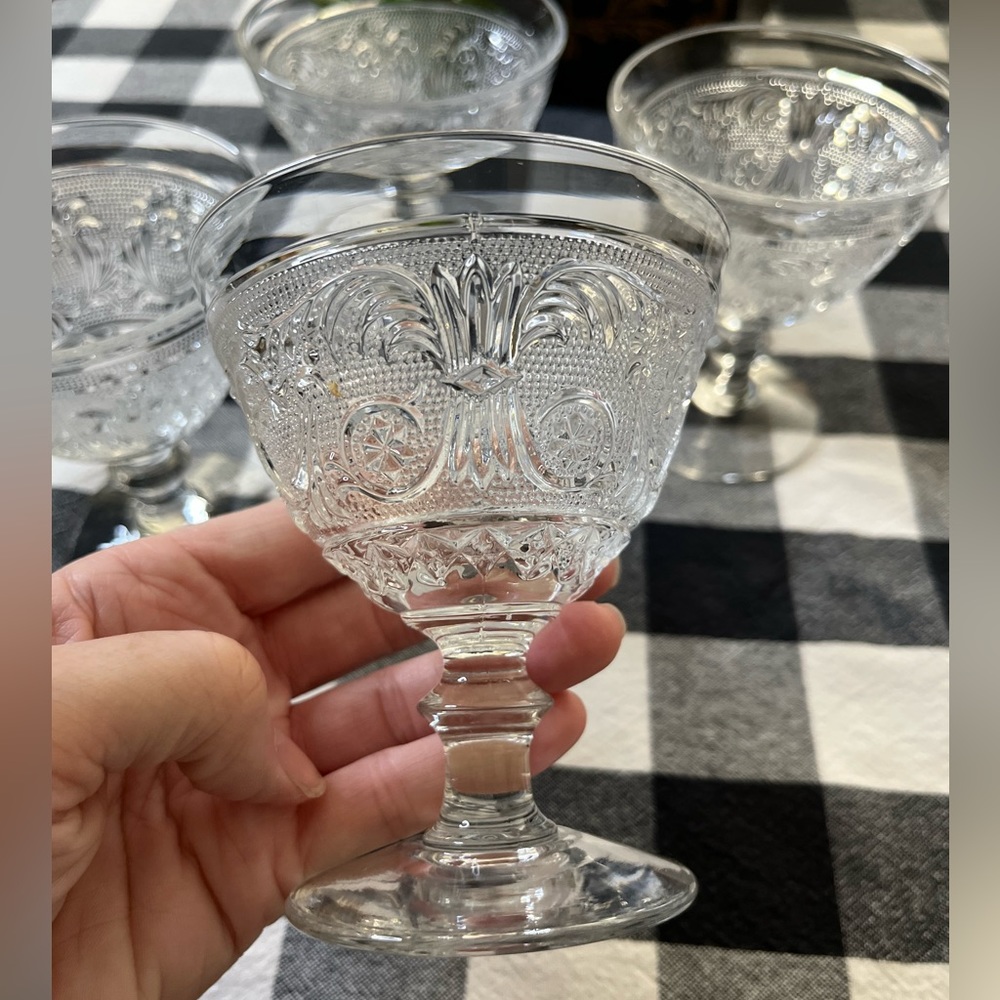 4 - Sandwich Clear Champagne Glasses by Duncan Miller